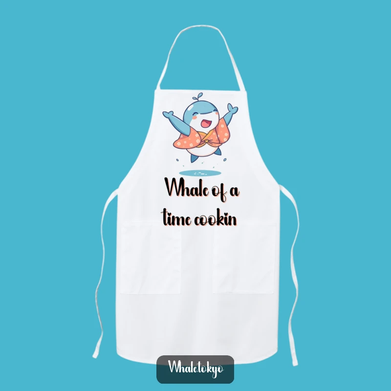 Funny Whale Kimono Apron: Playful Leap Design for a Joyful Cook