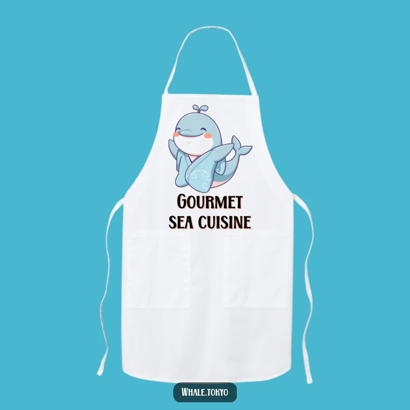 Funny Jovial Whale Kimono Apron - Cheerful Kitchen Companion