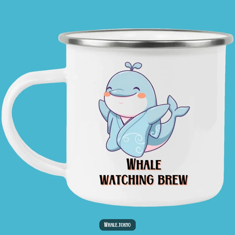Funny Jovial Whale Kimono Camping Mug - Cheerful Outdoor Companion