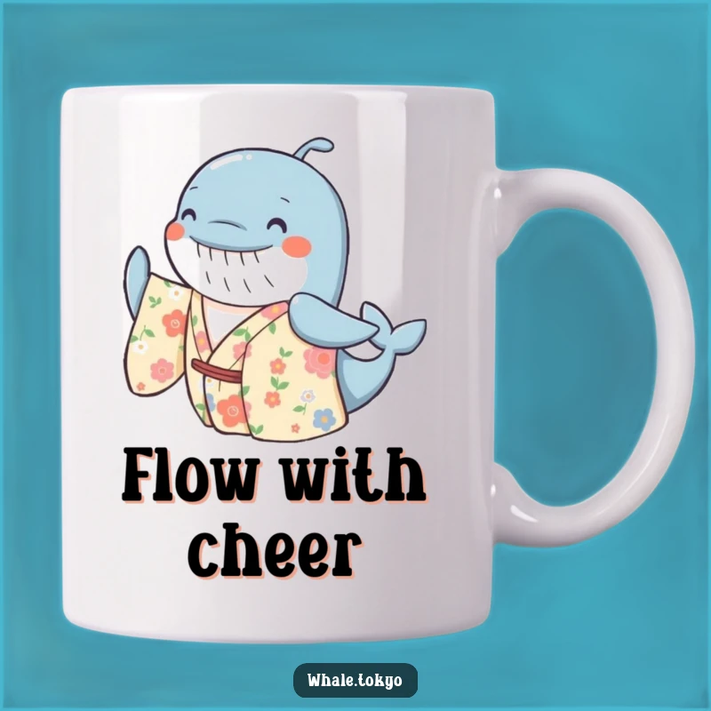 Funny Floral Whale Kimono Mug - Cheerful Sway, Whimsical Gift!
