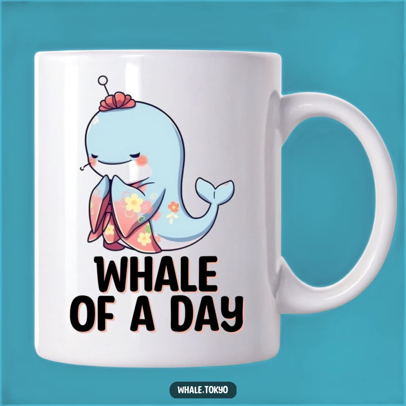 Funny Whale Kimono Mug - Elegant Bowing Design, Sophisticated Funny Gift!