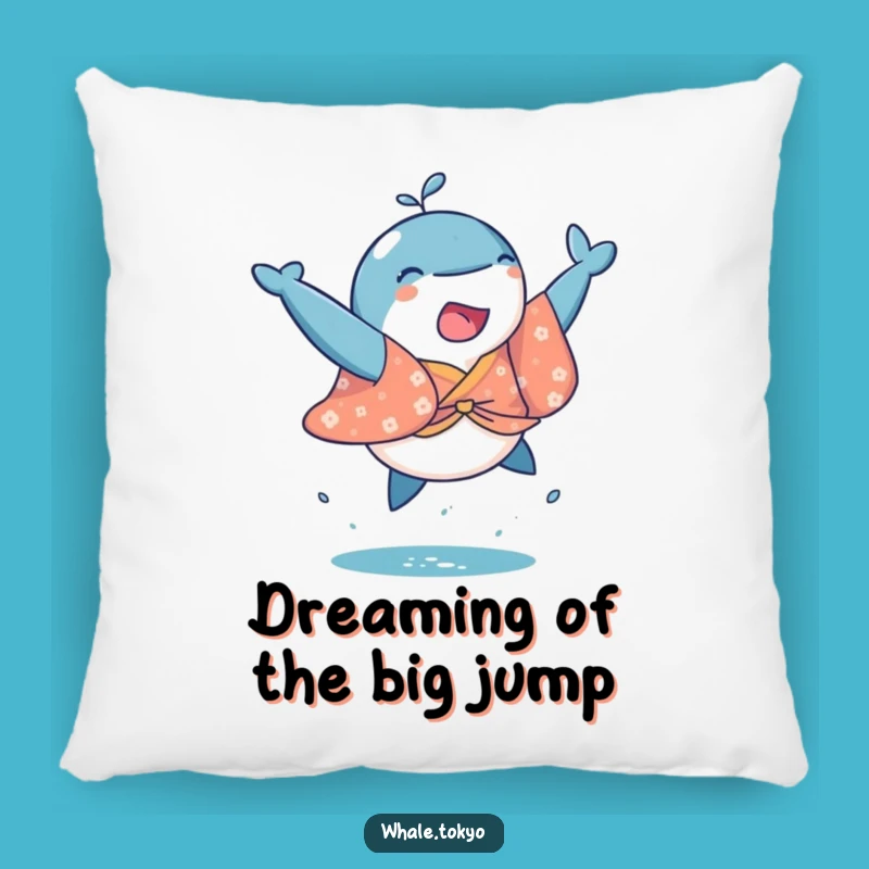 Funny Whale Kimono Pillow: Playful Leap Design for a Cozy & Cheerful Accent