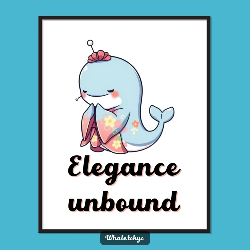 Funny Whale Kimono Digital Art - Elegant Bow, Instant Sophistication!