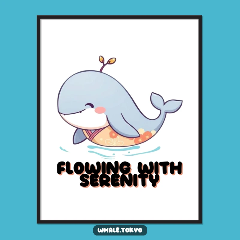 Funny Serene Whale Kimono Digital Art: Elegant Gliding Print for Calm Decor