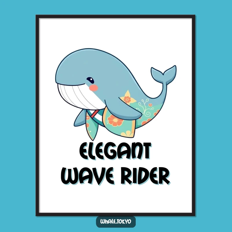Funny Whale Kimono Digital Print - Instant Whimsical Wall Art