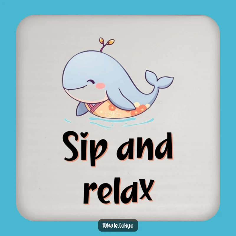 Funny Serene Whale Kimono Coaster: Elegant Design for Peaceful Tables
