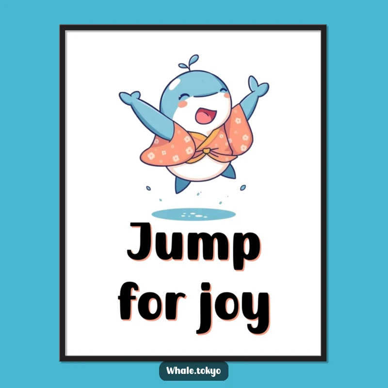 Funny Whale Kimono Leap Poster: Vibrant & Playful Art for Joyful Spaces