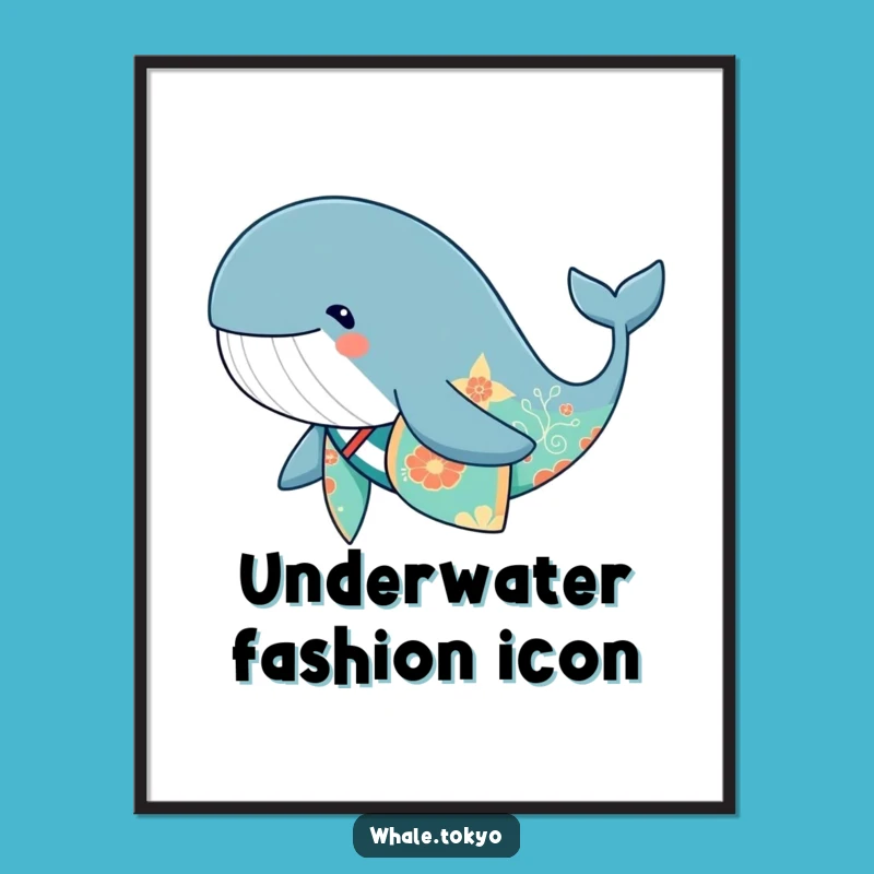 Funny Whale Kimono Poster - Whimsical Underwater Art for Your Walls