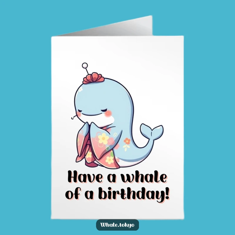 Free Printable Whaling Kimono Birthday Card: Elegant & Funny Downloadable Gift