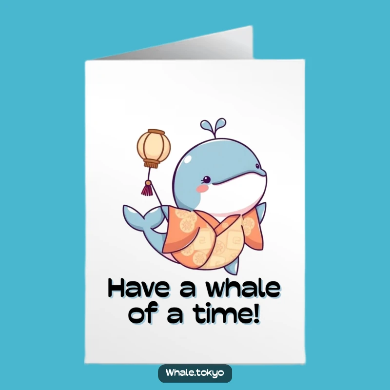 Free Printable Birthday Card: Kimono Whale Lantern, Gentle Downloadable Gift