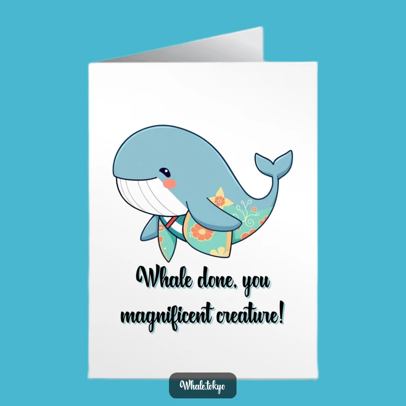 Free Printable Whale Kimono Congrats Card: Swimming Grace Downloadable Gift