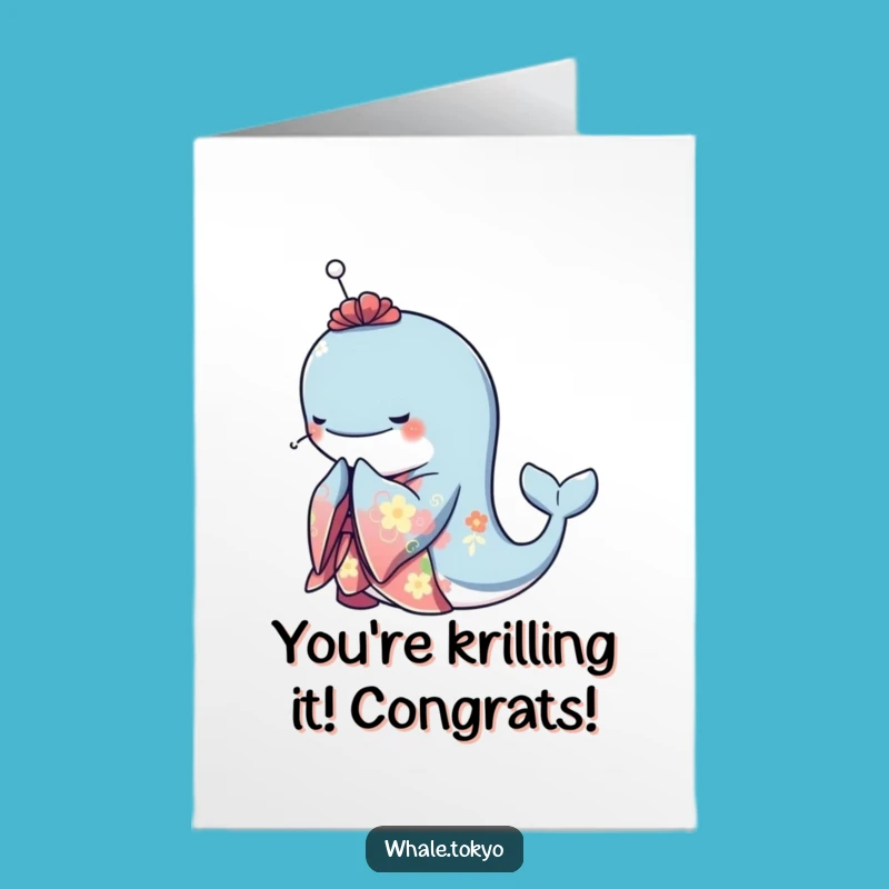 Free Printable Whale Kimono Congrats Card: Elegant Bow, Funny Downloadable
