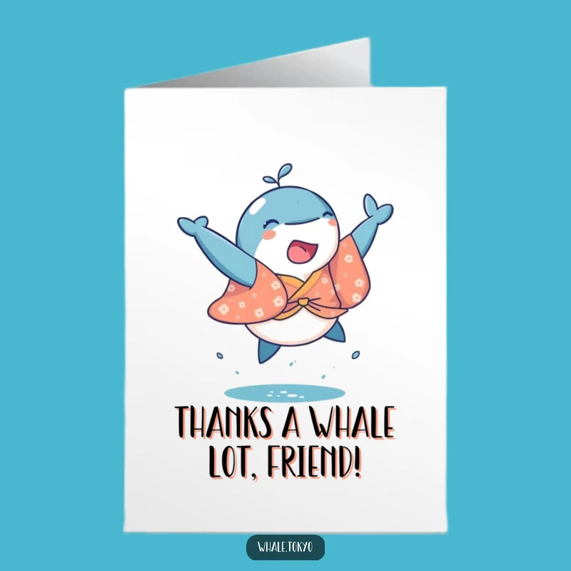 Free Printable Thank You Card: Whale Kimono Jump Grateful Funny Downloadable Gift