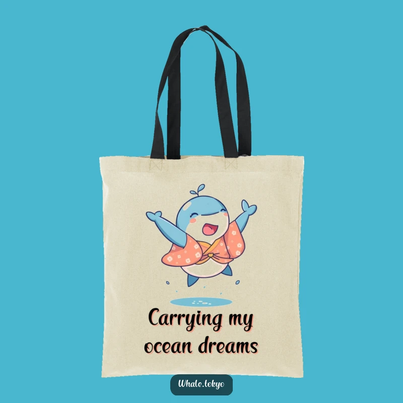 Funny Whale Kimono Tote Bag: Playful Leap Design for a Joyful Carry-all